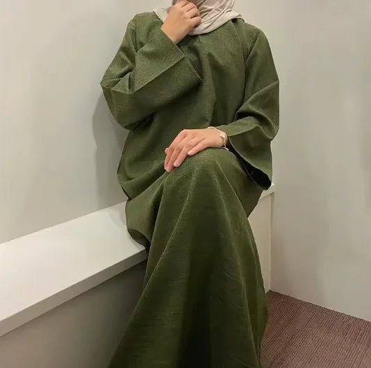 Pants and Robe  Sets Ethnic Clothing Abaya Femmes Robe Muslim Linen Dubai Abaya