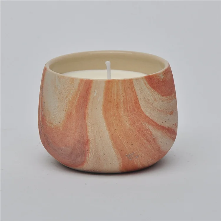 Wholesale China Supplies Speckled Glazed Round Flower Scented Ceramic Candle Bowl Custom Candle Jar with Candle