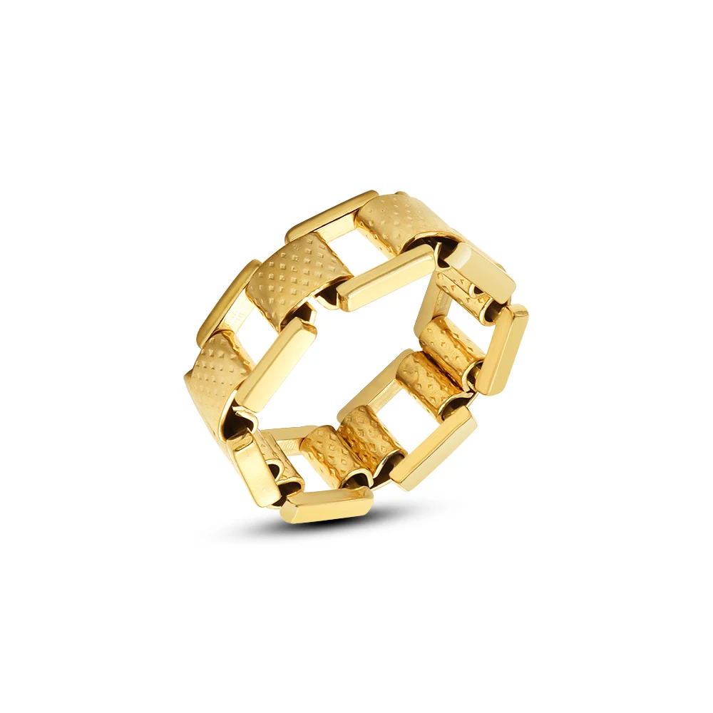  Exaggerated Strap Chain Titanium Steel 18K Gold