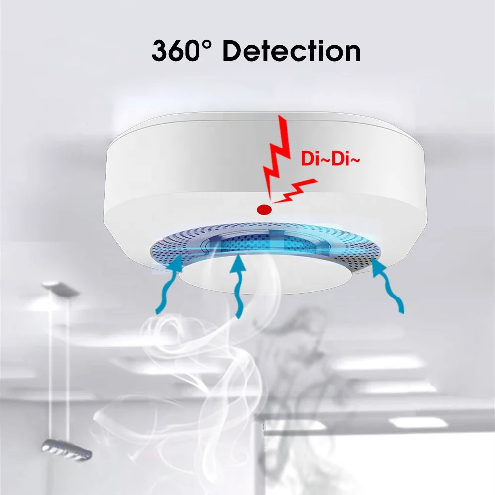 Home Fire Security Alarm System Wireless 433MHz 9V Battery Powered Smoke Detector Alarm