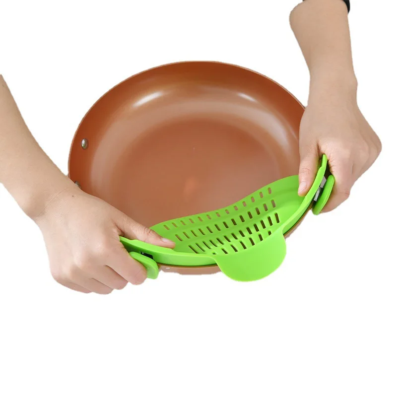 Hot Sale pots or bowle Snap N Silicone Strainer Water Drain Basket clip on strainer