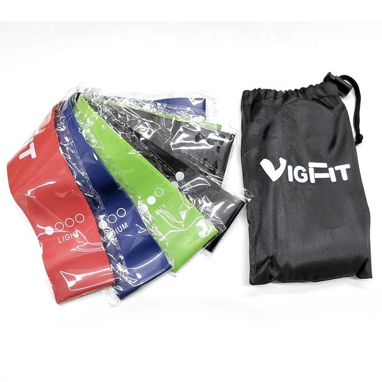 VIGFIT gym fitness yoga exercise elastic hip loop custom printed latex resistance bands for set