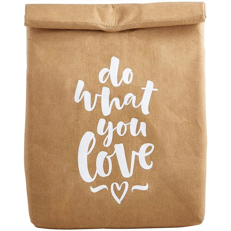 Reusable Biodegradable Washable Takeaway Lunch Cooler Bag Thermal Brown Paper Lunch Bag For Women/school Kids