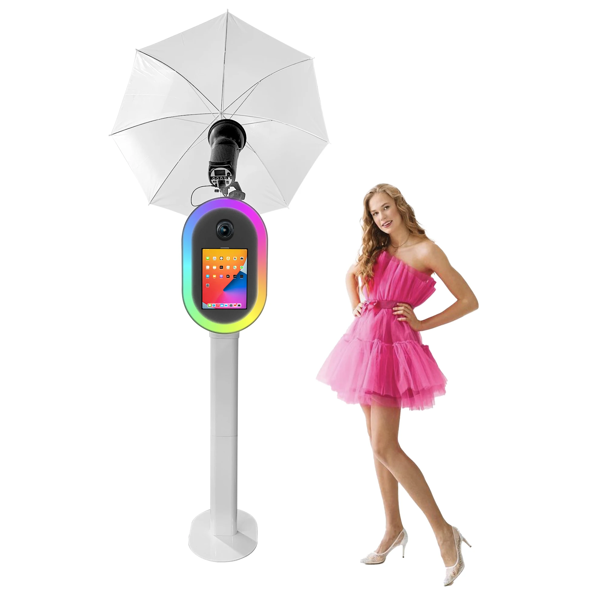 Pad Oval Photo Booth Kiosk Machine Selfie Touch Screen Photobooth Lightweight Easy Setup Pad Photo Booth With Flight Case