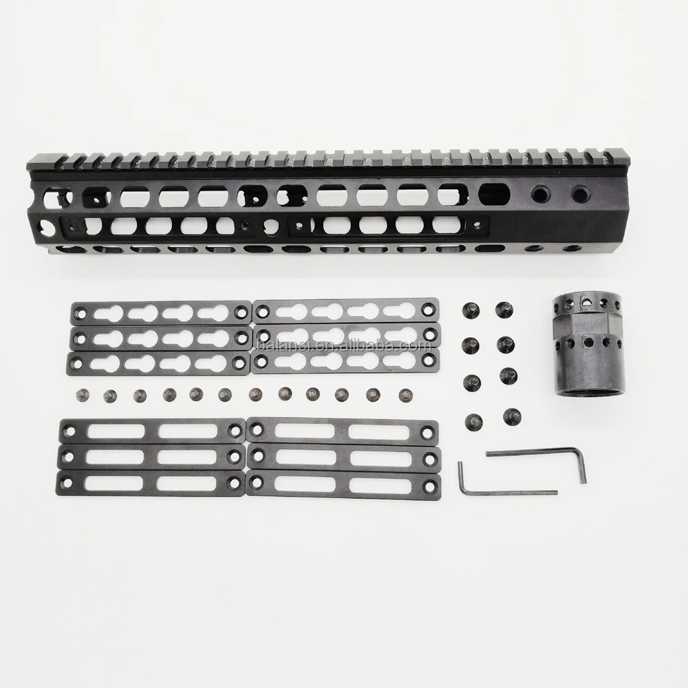 
12 inch tactical ar15 .223 5.56 mlok keymod compatibele handguard Free Float Slim ar 15 Handguard Quad Rail steel Nut for M4 M16 