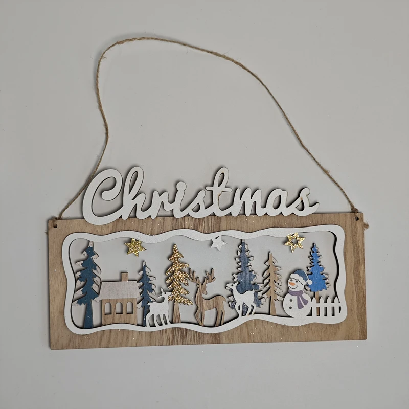 Maple Crafted 3D DIY Wooden Christmas Decorations Painted Stand for Festive Atmosphere Enhancement Wall Signs & Wood Crafts