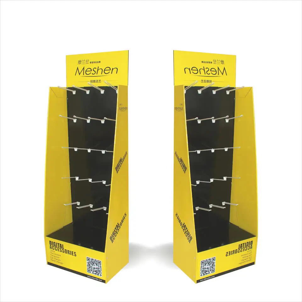 custom retail hook carton display stand Products Retail product Corrugated Cardboard floor display stand With Hooks Retail Shops