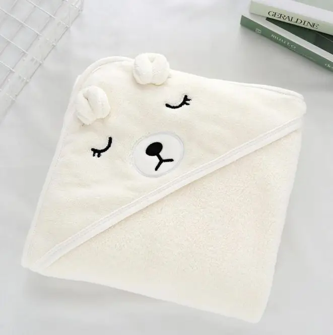 Children Animal Design Kids Bath Towel Soft Absorbent Velvet Coral Fleece Baby Hooded Bath Towel