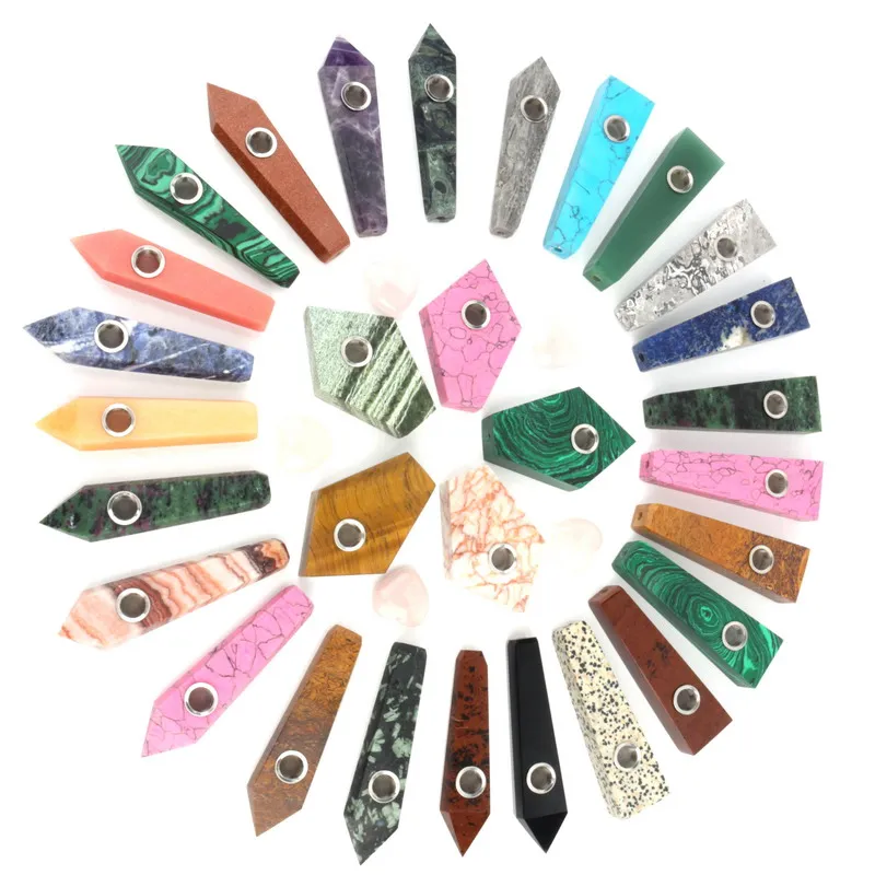 2021  Glass Accessories Weed Rough Quartz Stone Crystal Tobacco weed Smoking Pipes for gifts