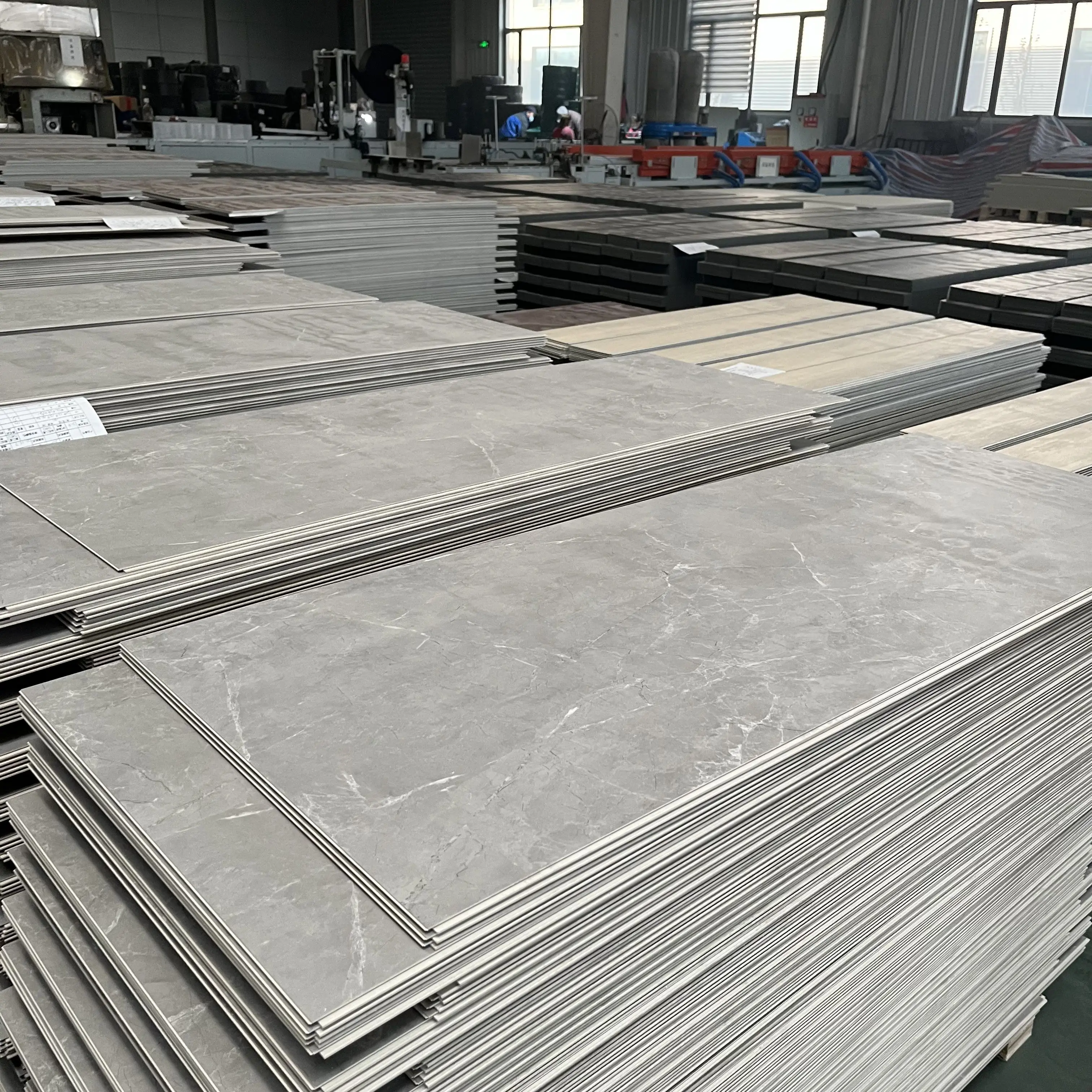 4mm 5mm Waterproof Marble Spc Tile Click Viny Spc Flooring Manufacturer Floor Tiles Pvc Stone Grey Click Lock