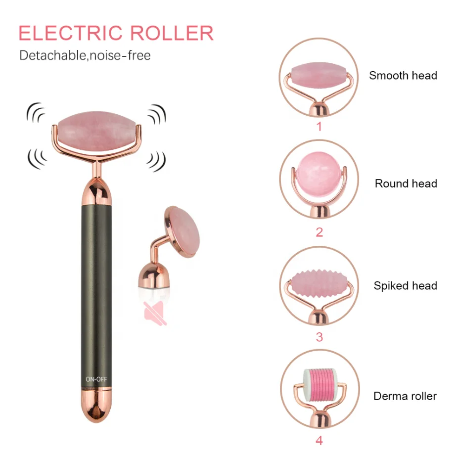 Electric Vibrating  Rose Quartz Jade Face Roller Massager