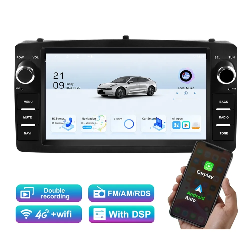Jmance car radio gps navigator carplay Android 10 Double Din Car Stereo DVD Player 7 inch Touch Screen for Toyota corolla