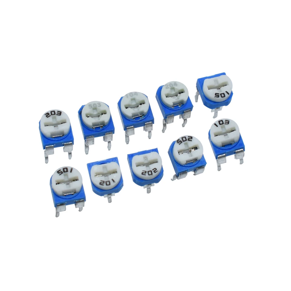 10 Kinds Of 100 (100R - 1M) RM065 Blue And White Adjustable Resistor 6MM Sorting Kit