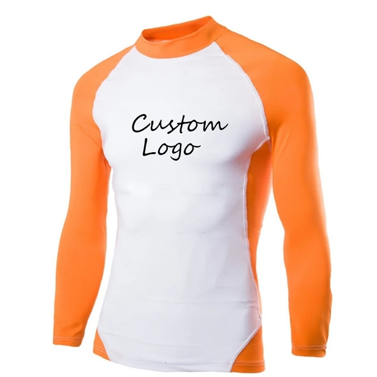 Fashion design mens long sleeve t shirt custom printed logo two tone crew neck long sleeve t shirt for men