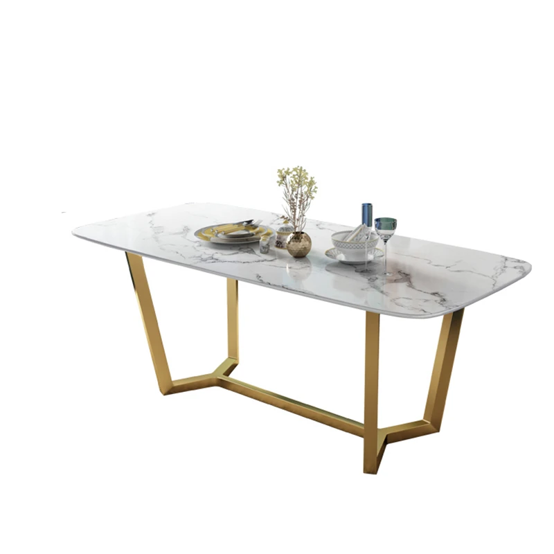 Light luxury post modern simple marble oval dining table rectangular table