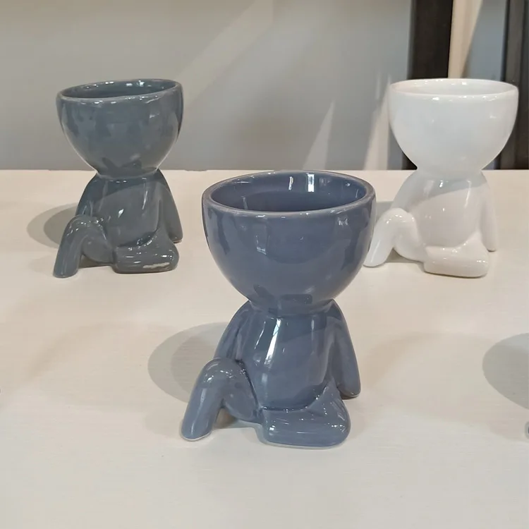 2022 Sun Room Mini Plant Planters Desktop Indoor Home Decoration Ceramic Human Shaped Ceramic Succulent Flower Pot