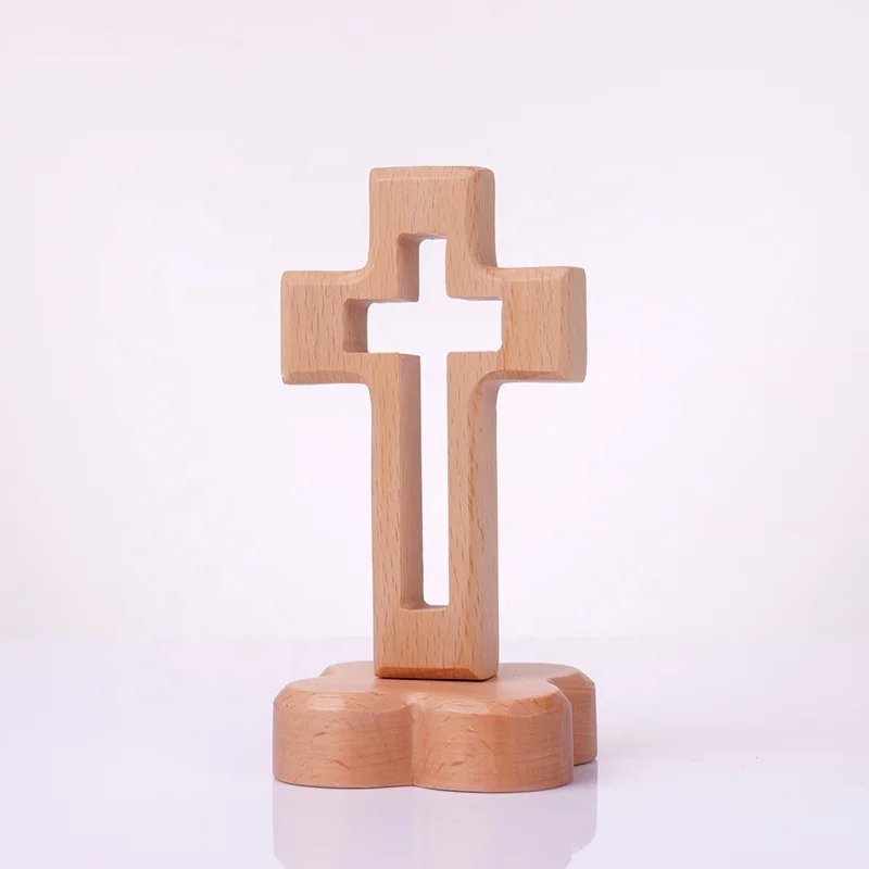 Customization Gift Wooden Crosses Crafts Solid Wood Crosses with Stand for Centerpieces Decor