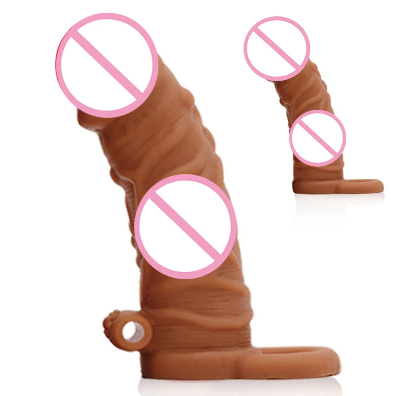 Enlargement Penis Extender Sleeve Dildo Recyclable Condom Delay Ejaculation Sex Toys For Men Intimate Goods Sex Shop