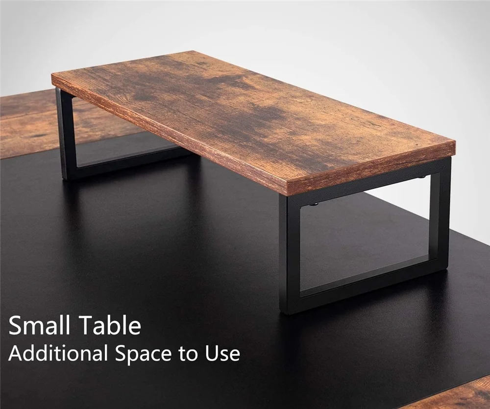 Modern Wood Desktop Home Computer Desk With Monitor Shelf Splicing Board