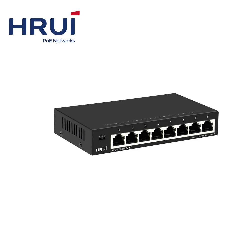  Новый Неуправляемый коммутатор HRUI с 8 портами Gigabit Ethernet по заводской