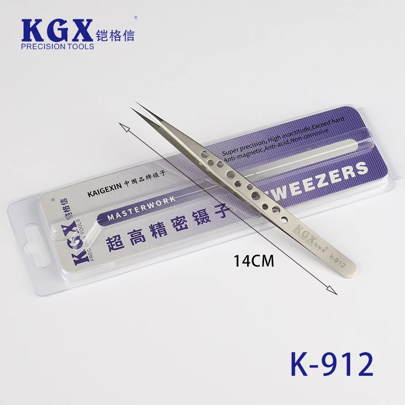Kaigexin K-912 hand-polished Craft 201 hole stainless steel tweezers