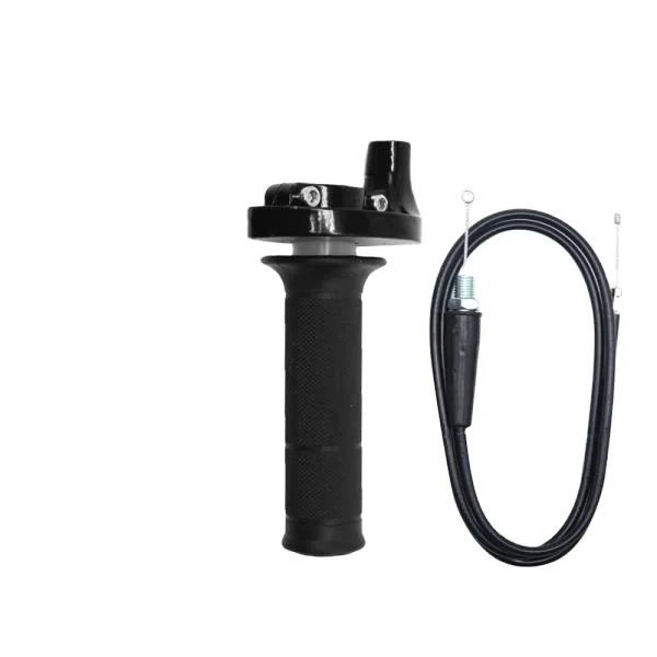 Throttle Sub with Handle Grip and Throttle Cable Single head 110cm   oxidation bright black handle + black handle cover +