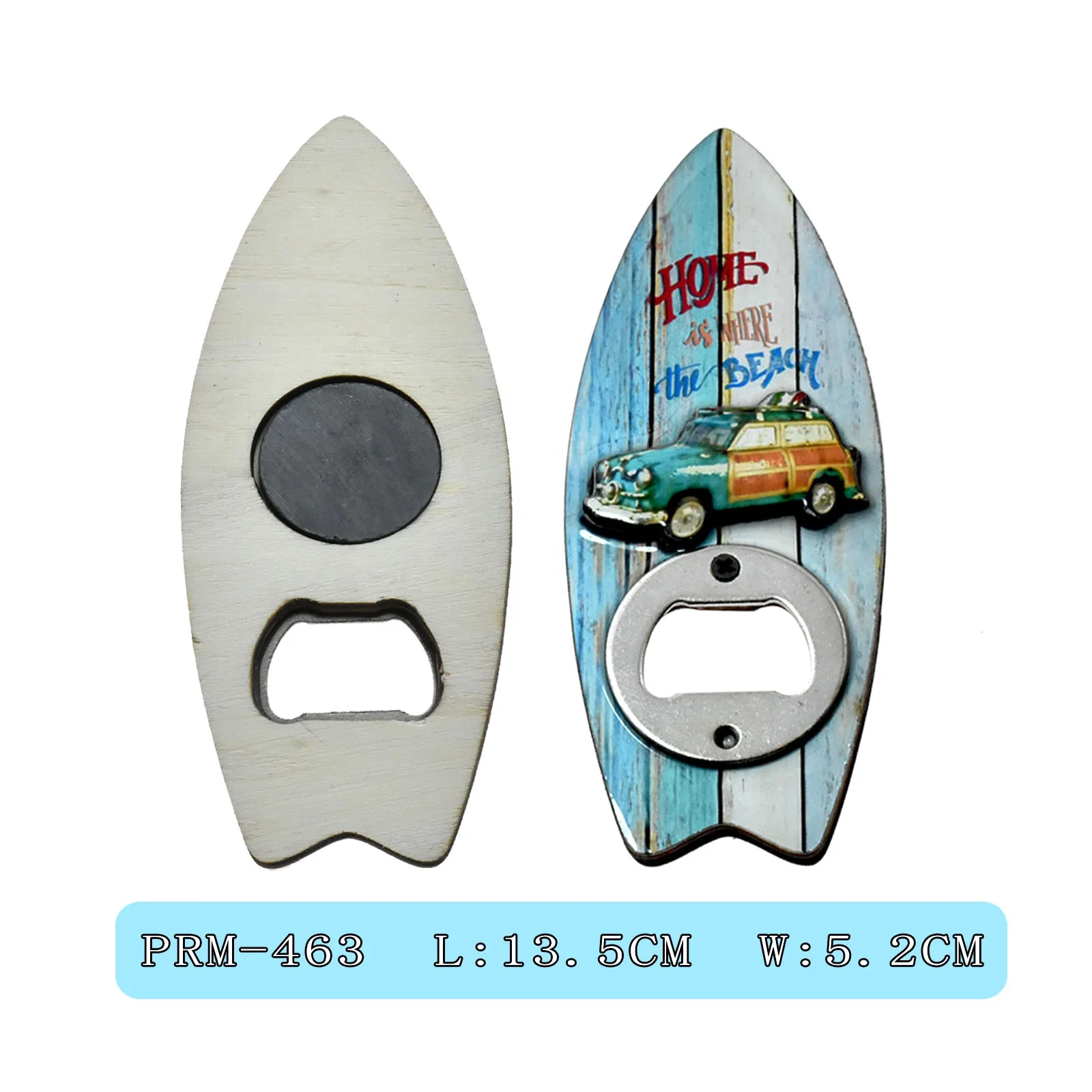 Custom Souvenir MDF  Surfboard Shape Design Epoxy Bottle Opener with Magnet