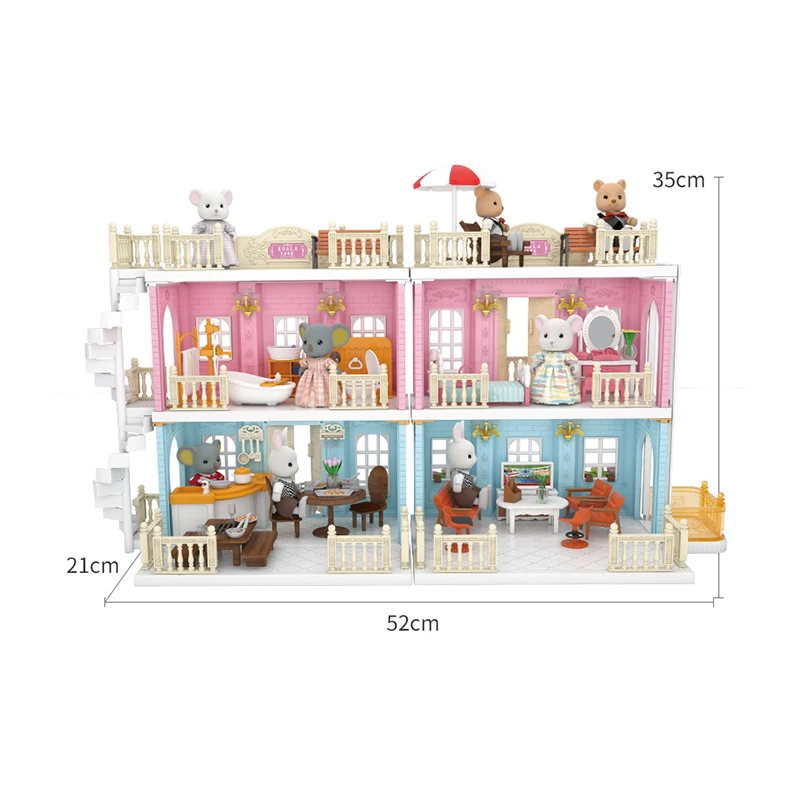 2022 new Koala diary kids DIY fashion doll house toy set children big size wood doll house