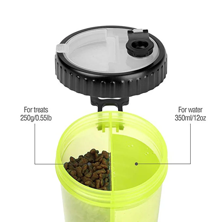 Hot Sale Portable Dog Drinking Water Bottle Outdoor Travel Pet Feeder Water and Food 2 in 1 Dog Water Bottle with Dog Food Bowls