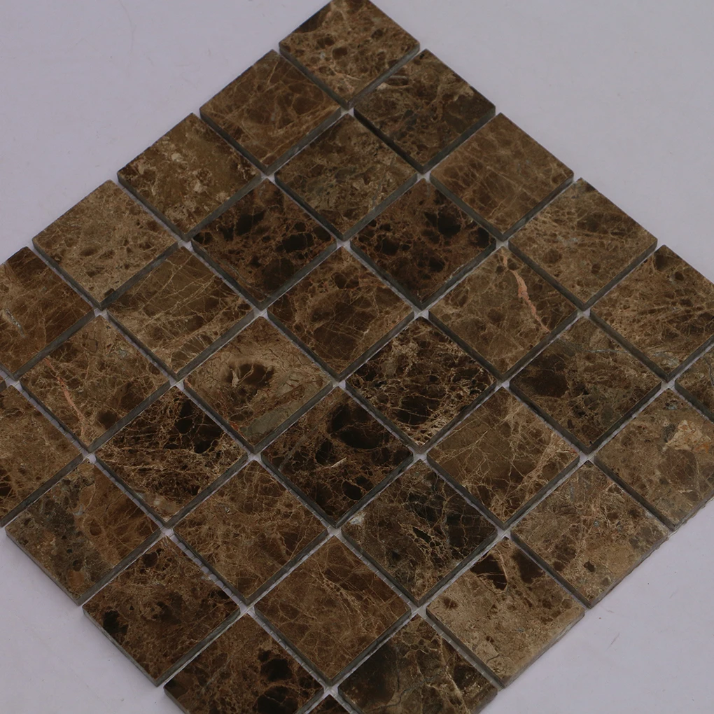 2*2 Inches Emperador Dark marble mosaic tile square stone mosaic grid tile for both walls and floors tiles