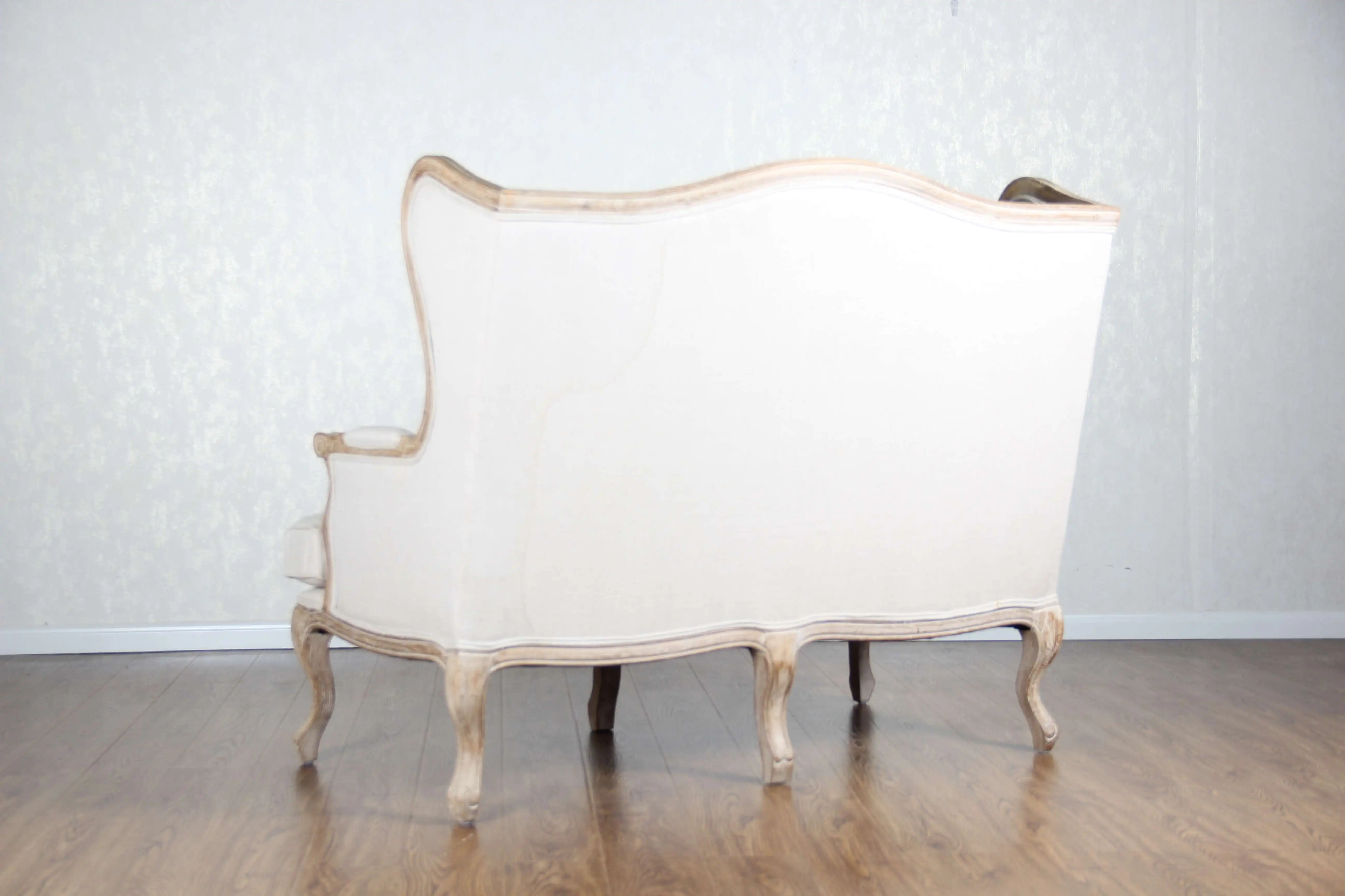 MRS WOODS Oak wood frame classic french style sofa for event antique fabric sofa