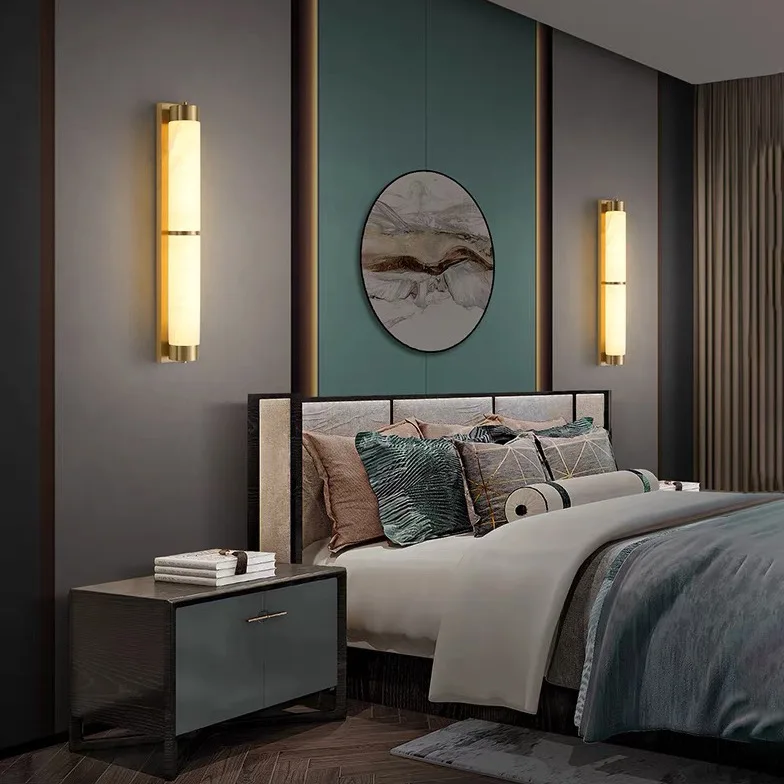 Cloud stone wall lamp all copper light luxury living room light new Chinese balcony outdoor waterproof light