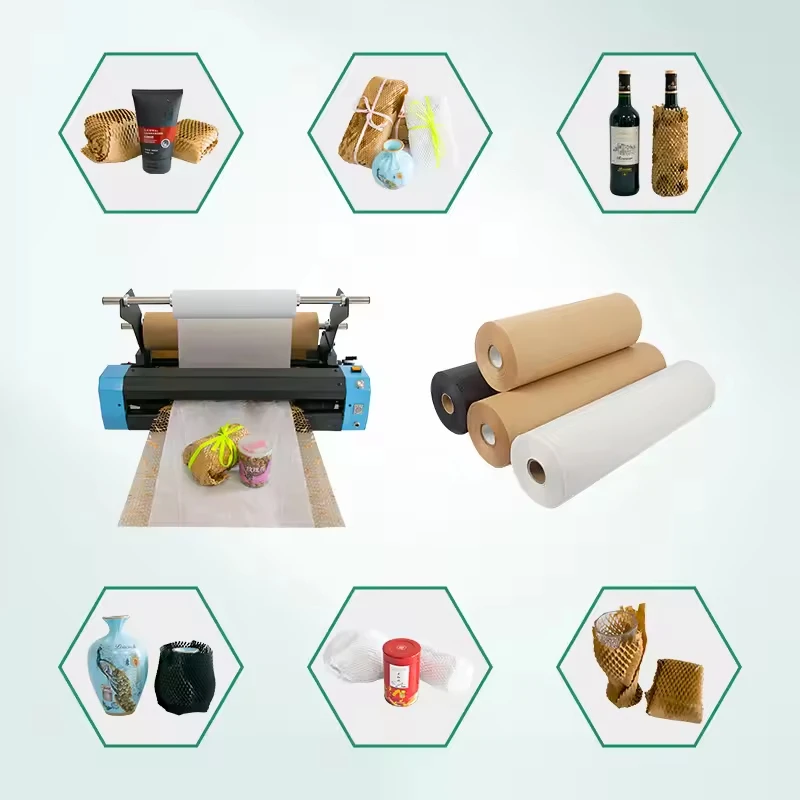 YJNPACK Competitive Price Protective Wrapping Dispenser Machine Filling Buffer Kraft Honeycomb Packing Paper