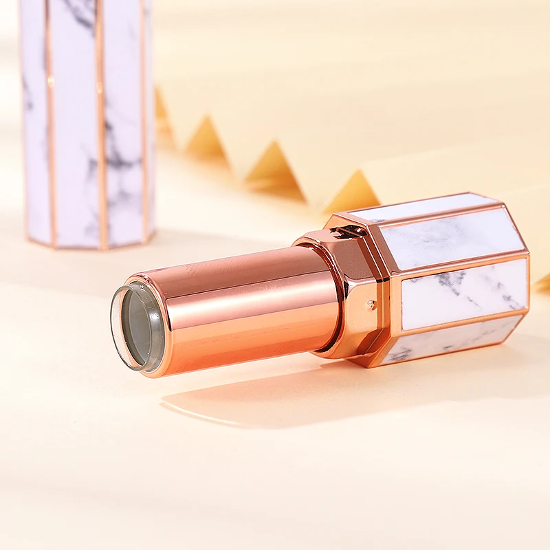 KH040 Octagon ABS cosmetic tube fancy lipsticks marble lip gloss containers tubes packaging