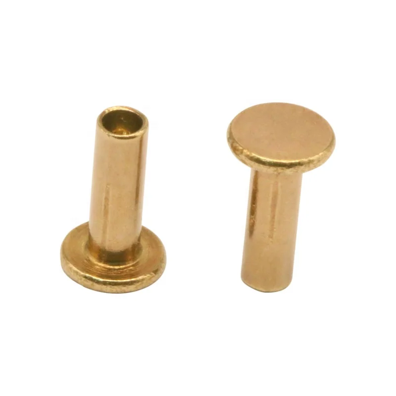 OEM ODM Wholesale Price Remaches Brass Flat Head Semi Tubular Rivets for Leather Belts Anti-shedding