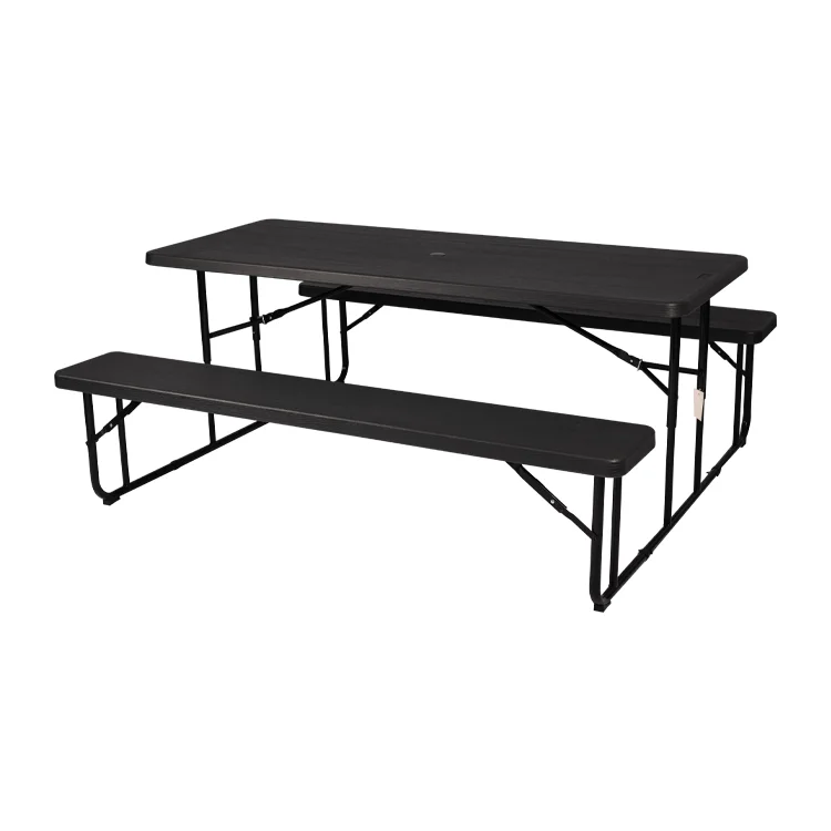 Portable Folding Picnic Table with Integrated Seats and Umbrella Hole