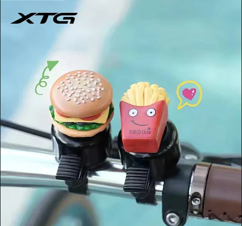 XUNTING Decoration Children Kids Cartoon Bike Bell Kid Mountain Bike Universal Bell Scooter Mini Bicycle Burger Bell