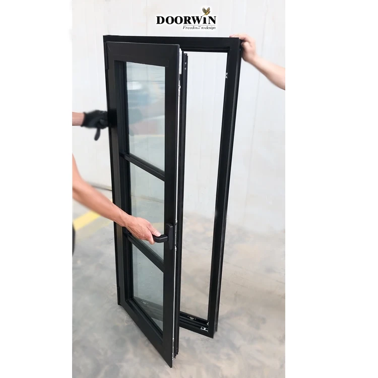 NFRC German Inward Thermally Improved Aluminium Tilt And Turn Sash Windows Security Grilles Casement Black Windows