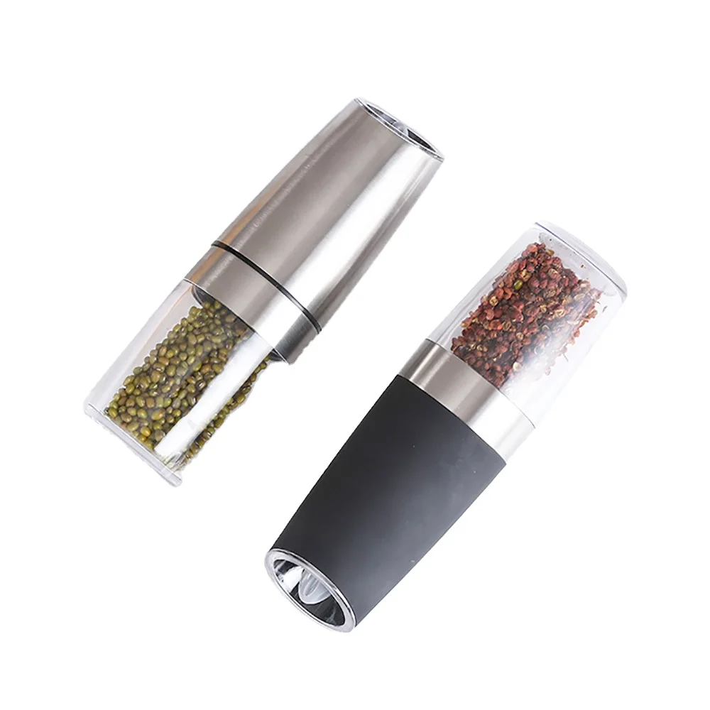 Automatic Battery Electronic Stainless Steel Pink And Black Pepper Mill Bottle Gravity Mini Electric Dry Spice Salt Grinder Set