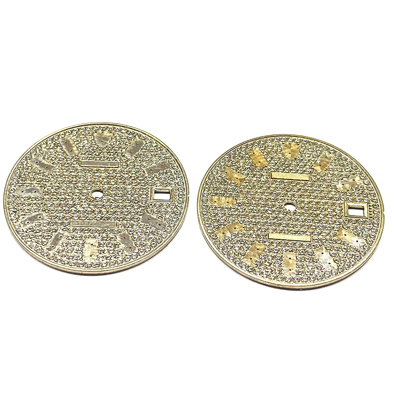 Factory Silver Diamond Watch Dials Iced Out Bronze Dial Custom With CNC Holes setting VVS Moissanite Diamond For Luxury Watch