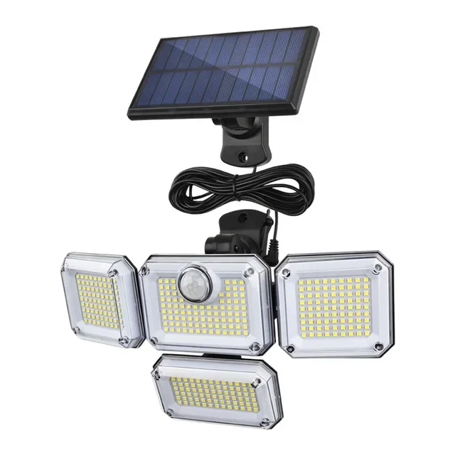 333 LED Solar Wall Lamp Split Courtyard Human Sensing Street Lamp Waterproof Outdoor Light with 4 Rotating LEDs