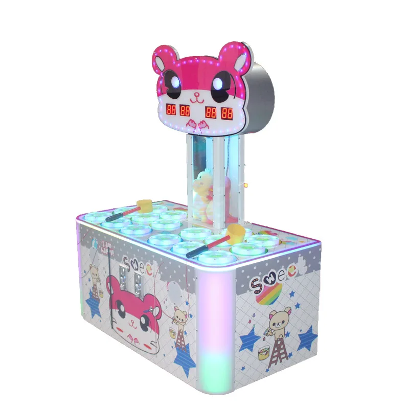 Two-person whack-a-mole coin-operated game machine