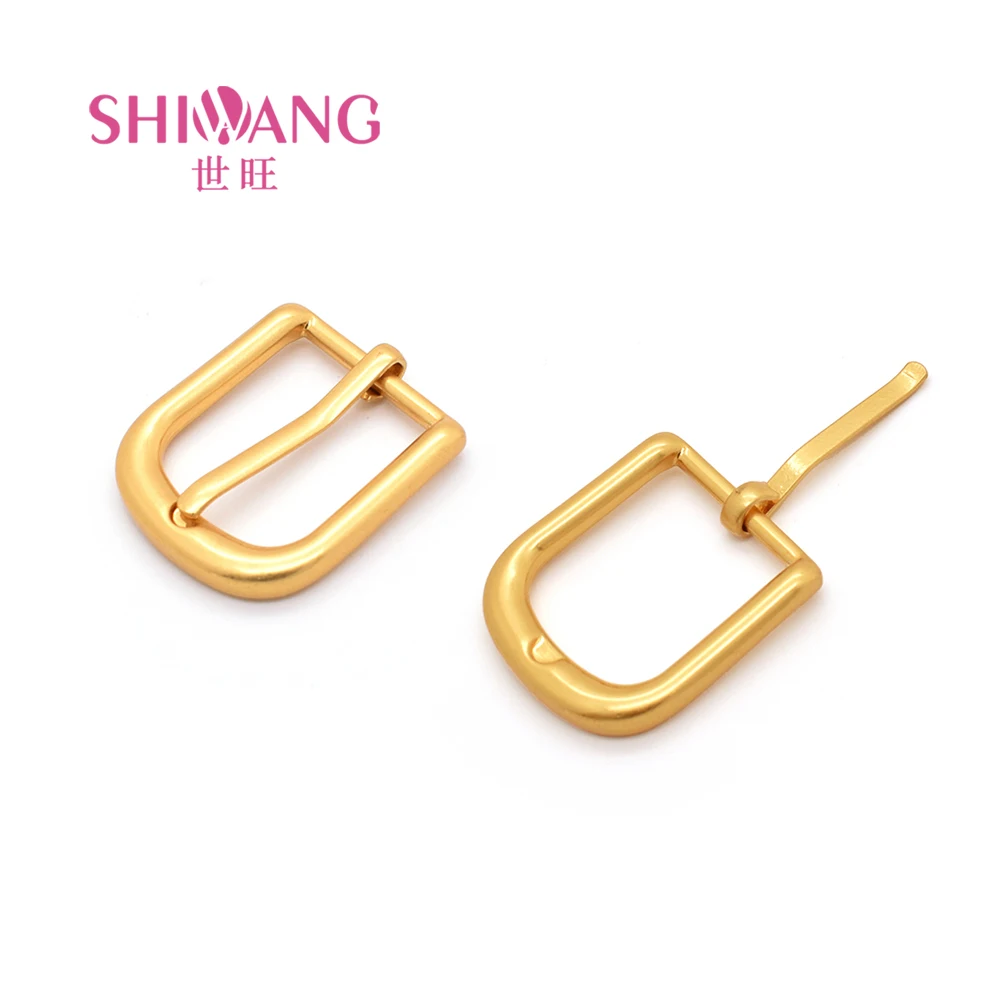 Shiwang Wholesale Handbag Accessories 20mm Gold Smooth Metal Custom Pin Buckle for Bag