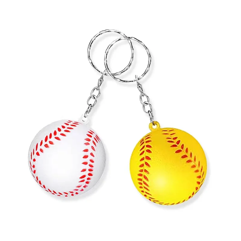 Factory Wholesale Custom Logo Mini Basketball Football Baseball Golfball Pu Anti Stress Ball with Keychain