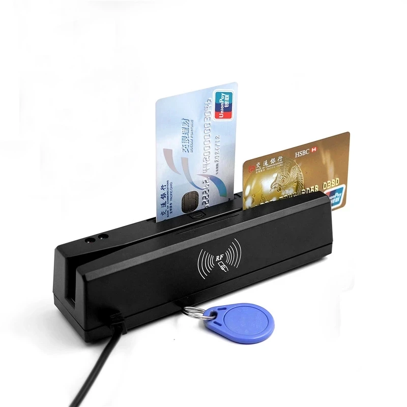 Customization ZCS160 4 in 1 Black 8K Magnetic Stripe Card and EMV IC Chip RFID PSAM Reader Writer 2-in-1Multi-Function with SDK