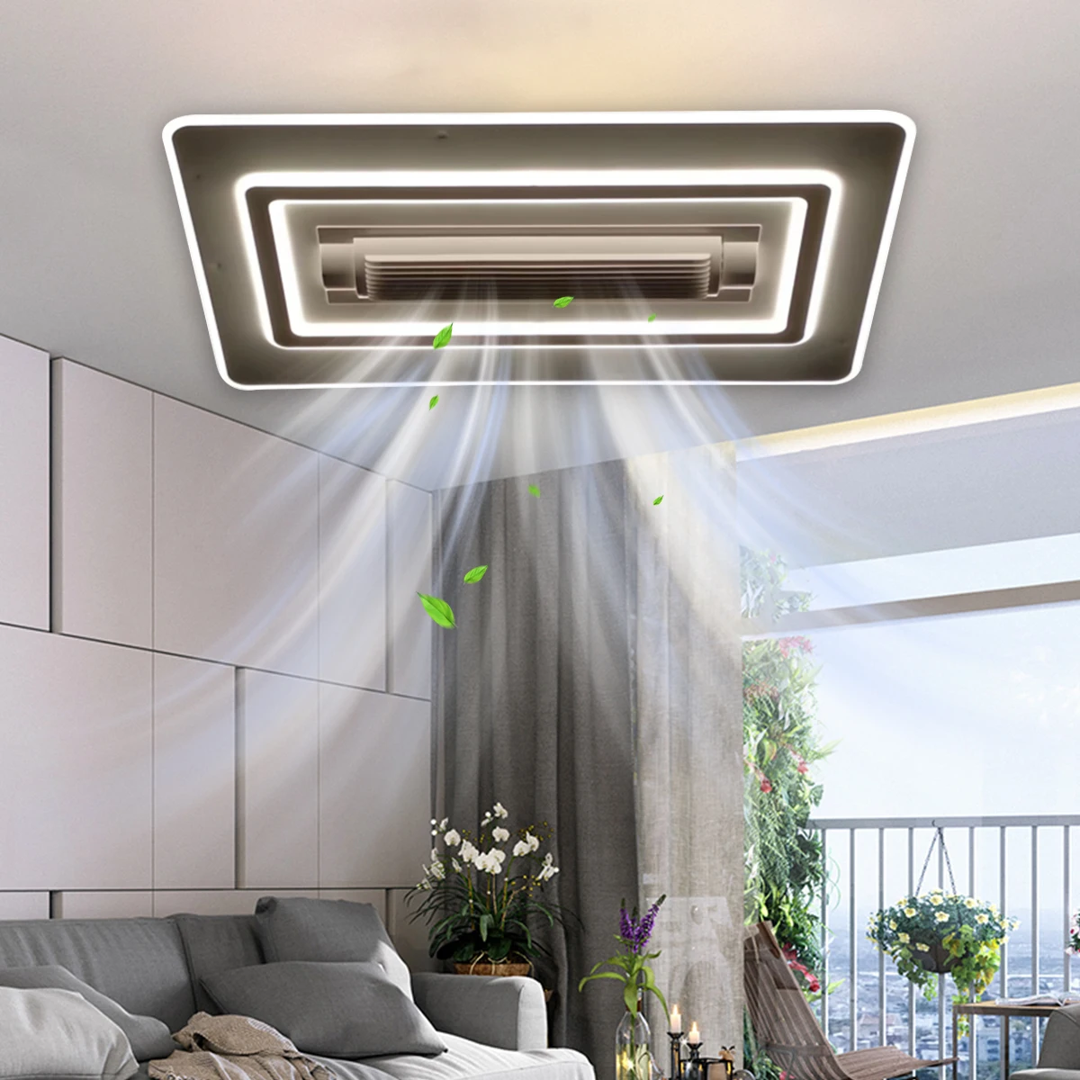 Modern Intelligent Remote Control Square Ceiling Fan Light Led Fan Lamp Dining Room Bedroom Ceiling Fans