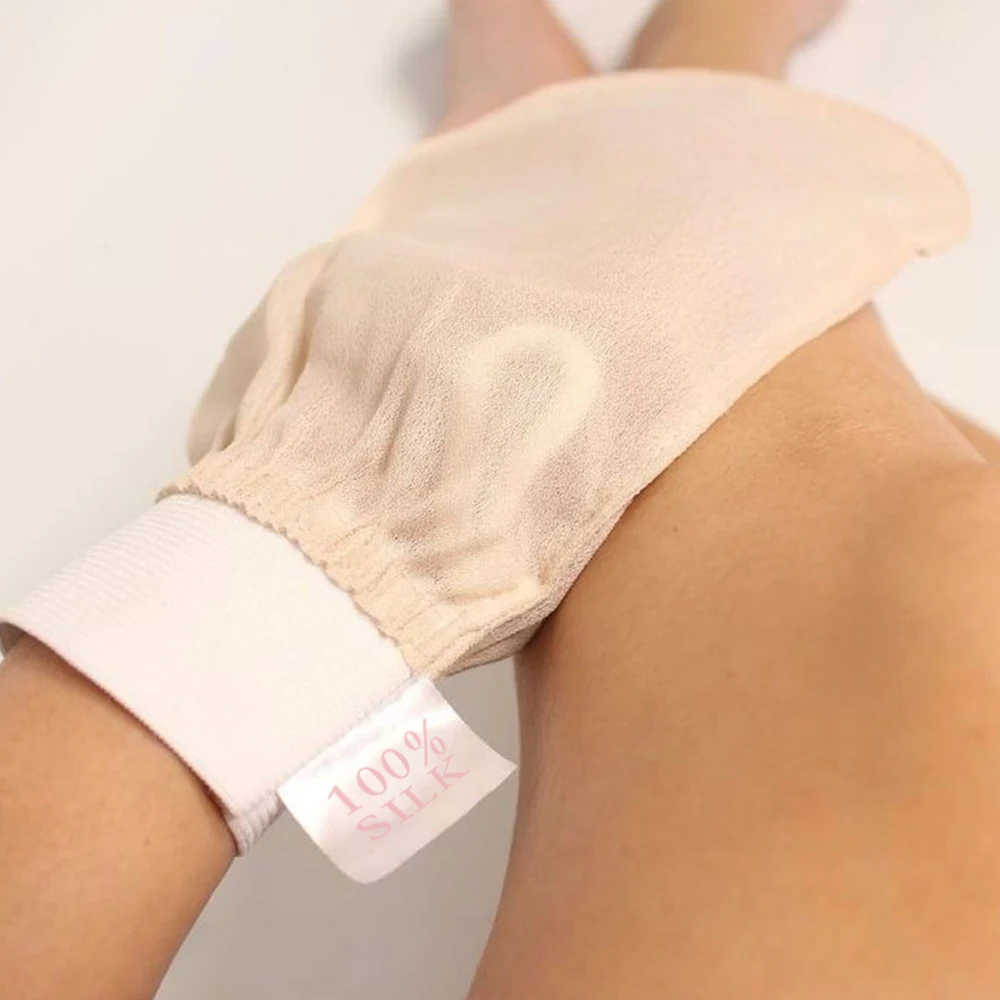 100% Raw Silk Face Mitt Exfoliating Silk Glove Pure Silk Bath Glove For Body And Face