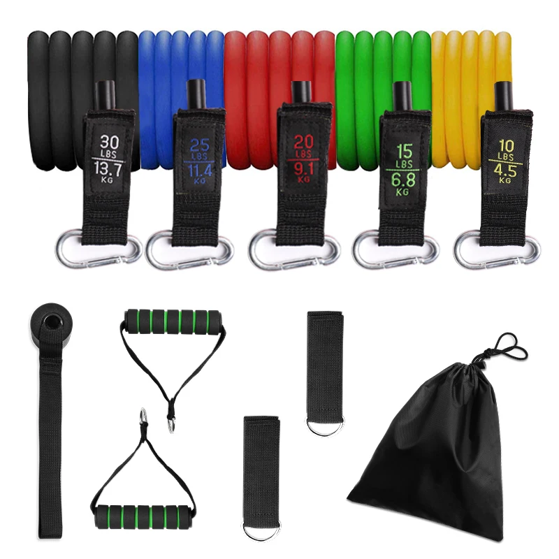
Pull rope suit Hanging resistance multifunctional fitness 11 piece set with Door Anchor Ankle Straps Carrying Case 