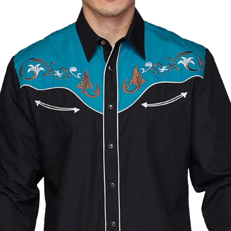 Rodeo Men Stylish Western Cowboy Shirt Long Sleeve Slim Fit print Shirts