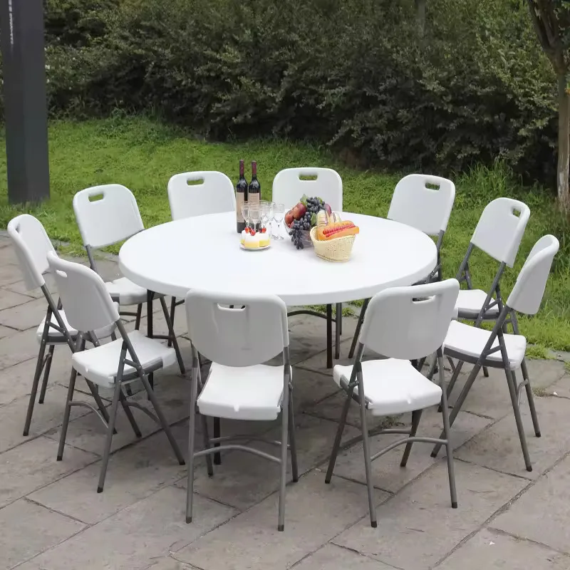 6//5/4ft Wholesale Outdoor Party Wedding Catering Folding in Half Plastic White Round Table
